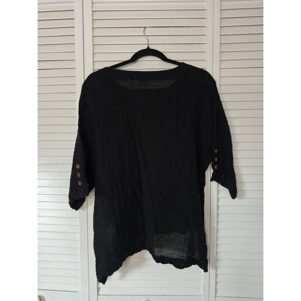Simply Noelle Women's 2X 16-18 Black Gauze Cover Up Tunic Boho Shirt Casual - Picture 2 of 4